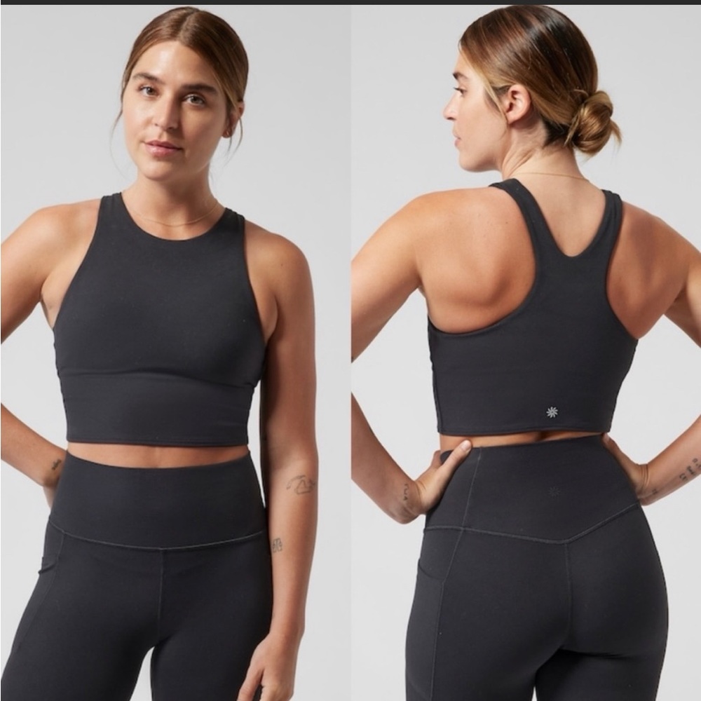 Athleta Concious Crop Tank Black Powervita Built in Bra M